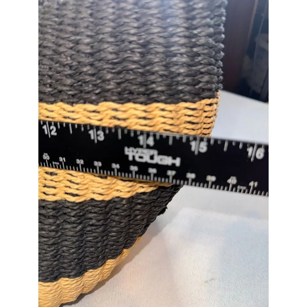 Ralph Lauren, striped Black and Tan straw Bag